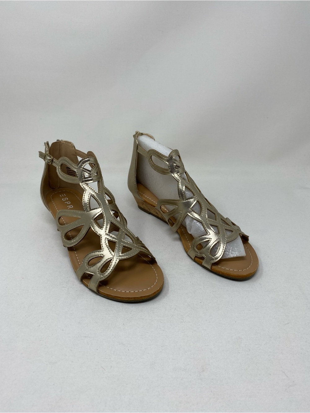 Esprit Charlotte Metallic Gold Cutout Strappy Sandals Size 8.5M